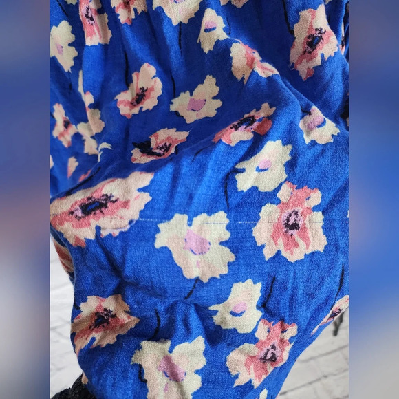Lucky Brand bohemian-inspired flowy 100% viscose vibrant blue blouse Size 1X - Picture 12 of 14